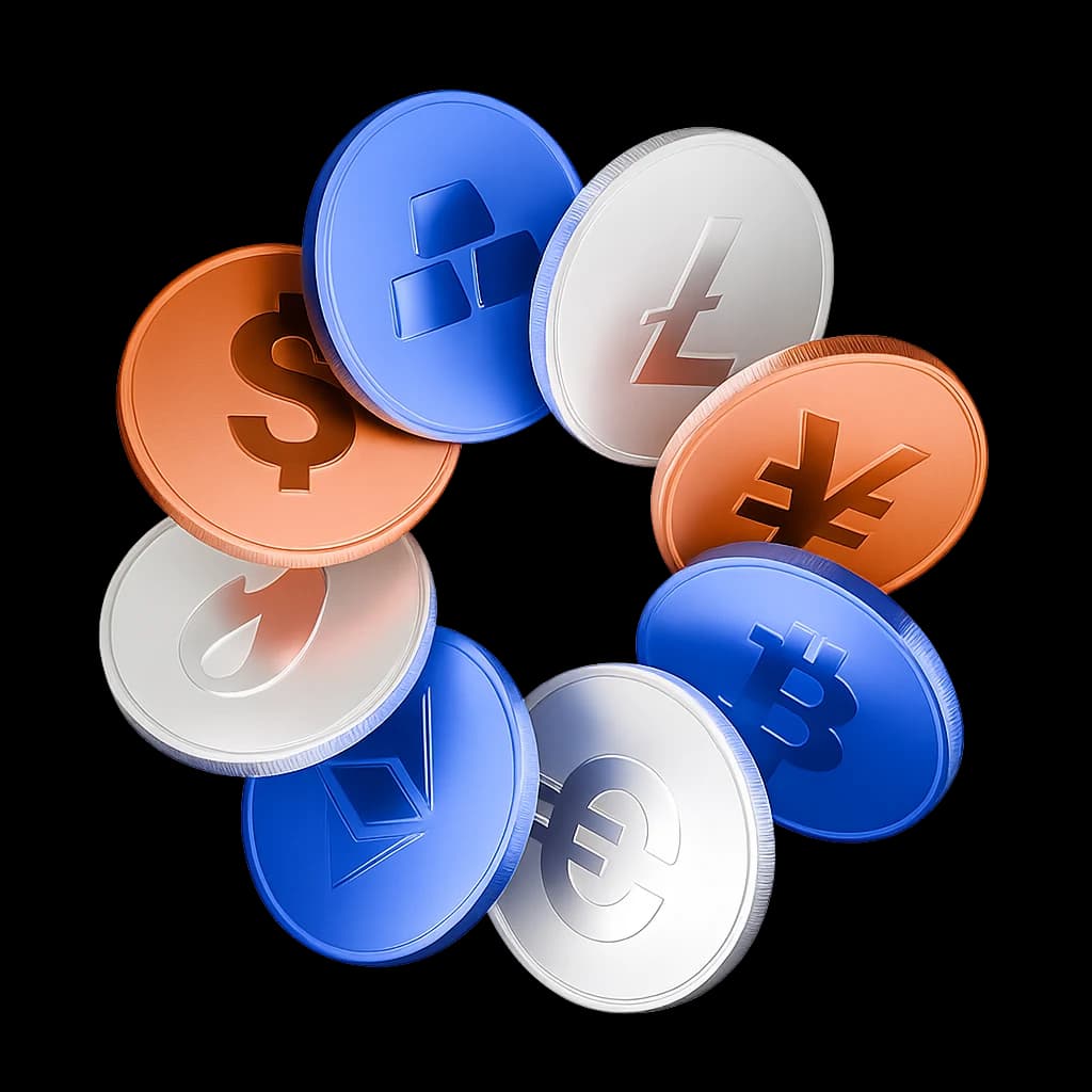 A ring of crypto coins